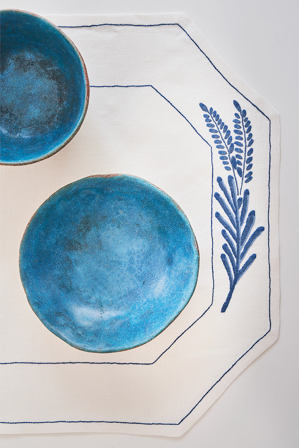Individuales de mesa bordados a mano Hojas de Palmas
